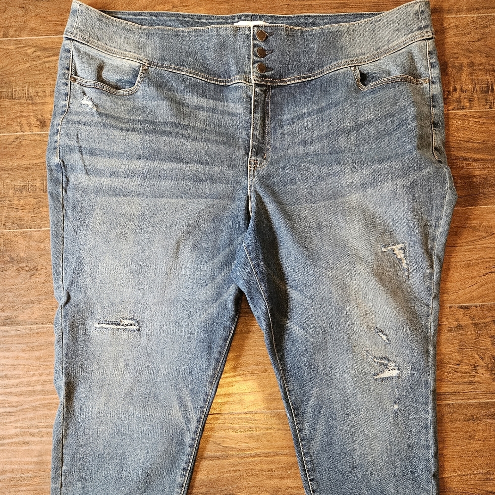 Womens PLUS Lane Bryant Flex Magic High Rise Distressed Jegging Jeans 26 3x 4x